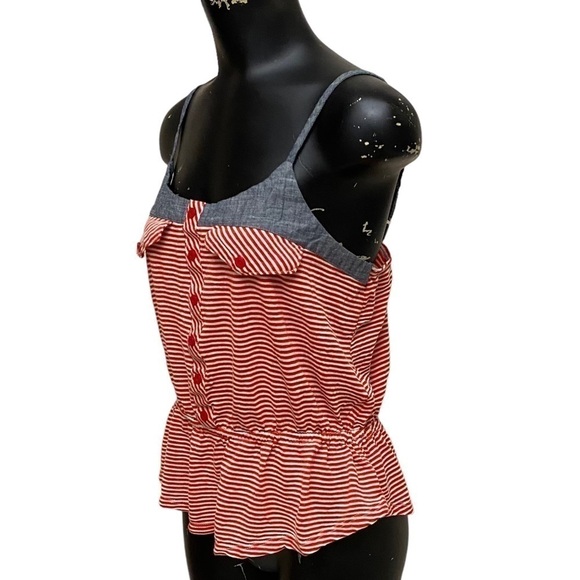 Kirra Red and White Striped Peplum Tank Top - Picture 5 of 6